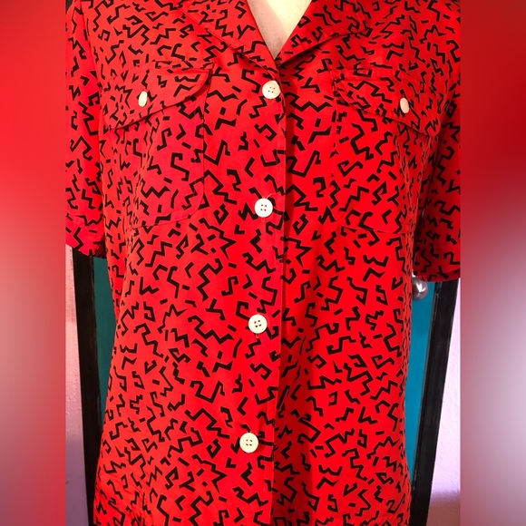 Vintage Chaus Short Sleeve Art Deco Blouse Size L - Picture 13 of 16